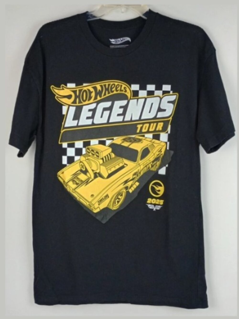Mattel Hot Wheels Mens L Black Yellow Hot Wheels 2025 Legend Tour Graphic Tshirt